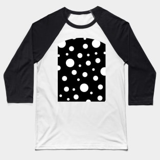 White on Black Polka Dot Pattern Baseball T-Shirt